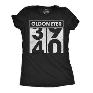 Womens Funny T Shirts Oldometer 39 to 40 Sarcastic Birthday Graphic Novelty Tee